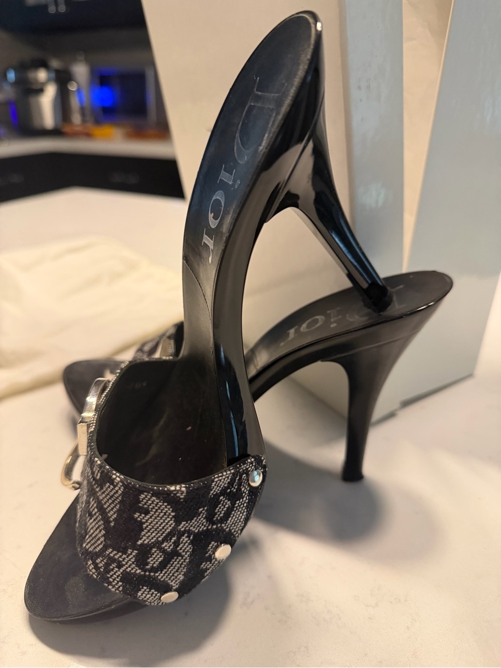 Dior vintage Logo Canvas Slide Sandals - Picture 2 of 5